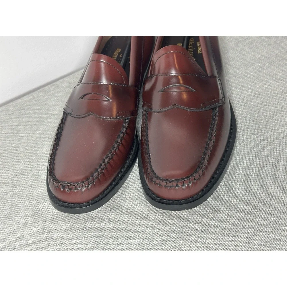 New G.H. Bass Logan Weejuns Loafers Men 7.5 D Leather Slip On Cherry Red Shoes
